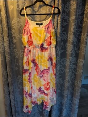 Lane Bryant Floral Sundress in White with Yellow & Pink